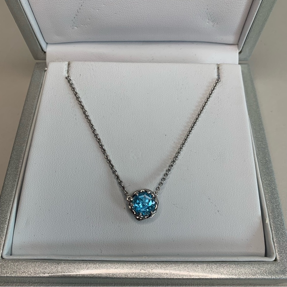 Tacori Crescent Station necklace with blue topaz 16 inches